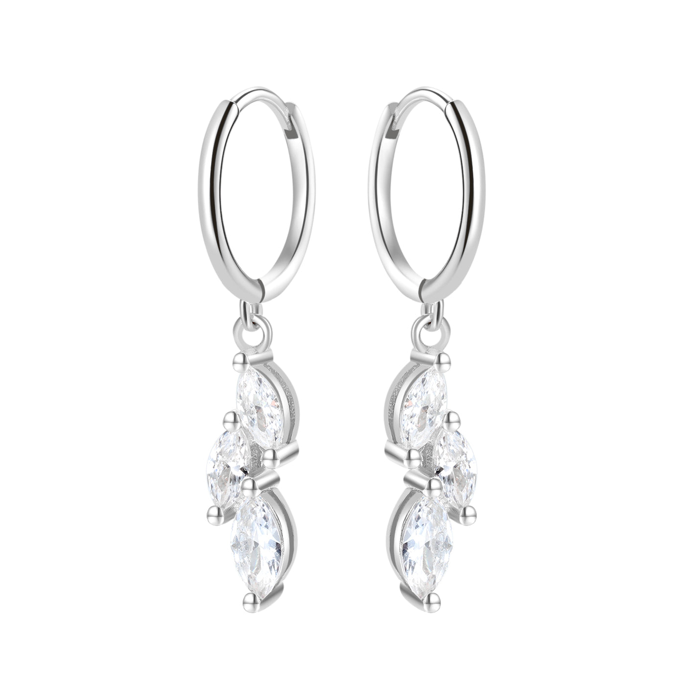 Cluster Huggie Earrings Sterling Silver